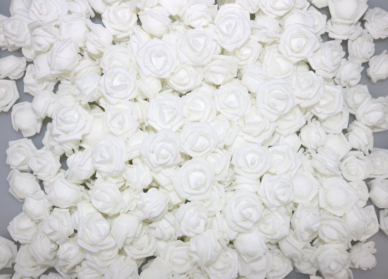 Lightingsky 300pcs 2 inch Real Touch Artificial Rose Head, DIY 3D Artificial Flowers for Wedding Bouquets, Room Decoration (White) - Image 5